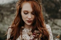 01 This wedding shoot is a fall boho one with lots of romance and a beautiful burgundy palette