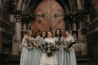 bridesmaids in mint green dresses