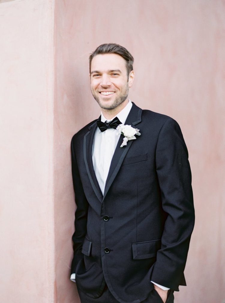 The groom was wearing a black tux for an elegant look