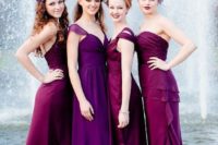 purple bridesmaid’s outfits