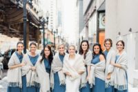 05 The bridesmaids were rocking muted blue dresses and covered up with pashminas