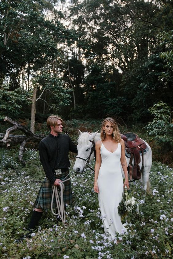 a modern plain slip wedding dress is a great idea for an effortlessly chic summer bridal look