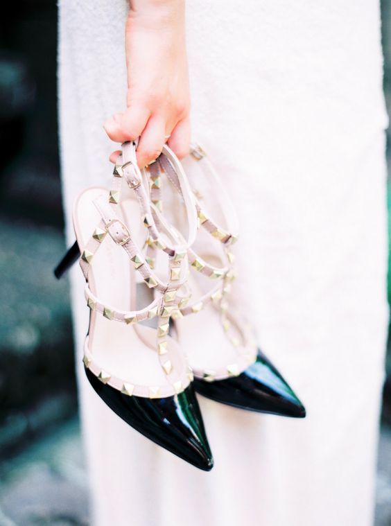 studded shoes are a trend, and such black studded heelsby Valentino are a chic idea