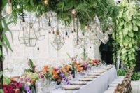 hanging geometric wedding space decor