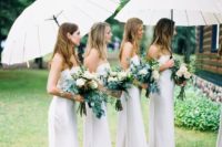 14 if your bridedsmaids are wearing neutrals, you may give them white or off-white umbrellas
