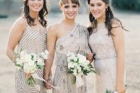 bridesmaid’s outfits in neutral tones