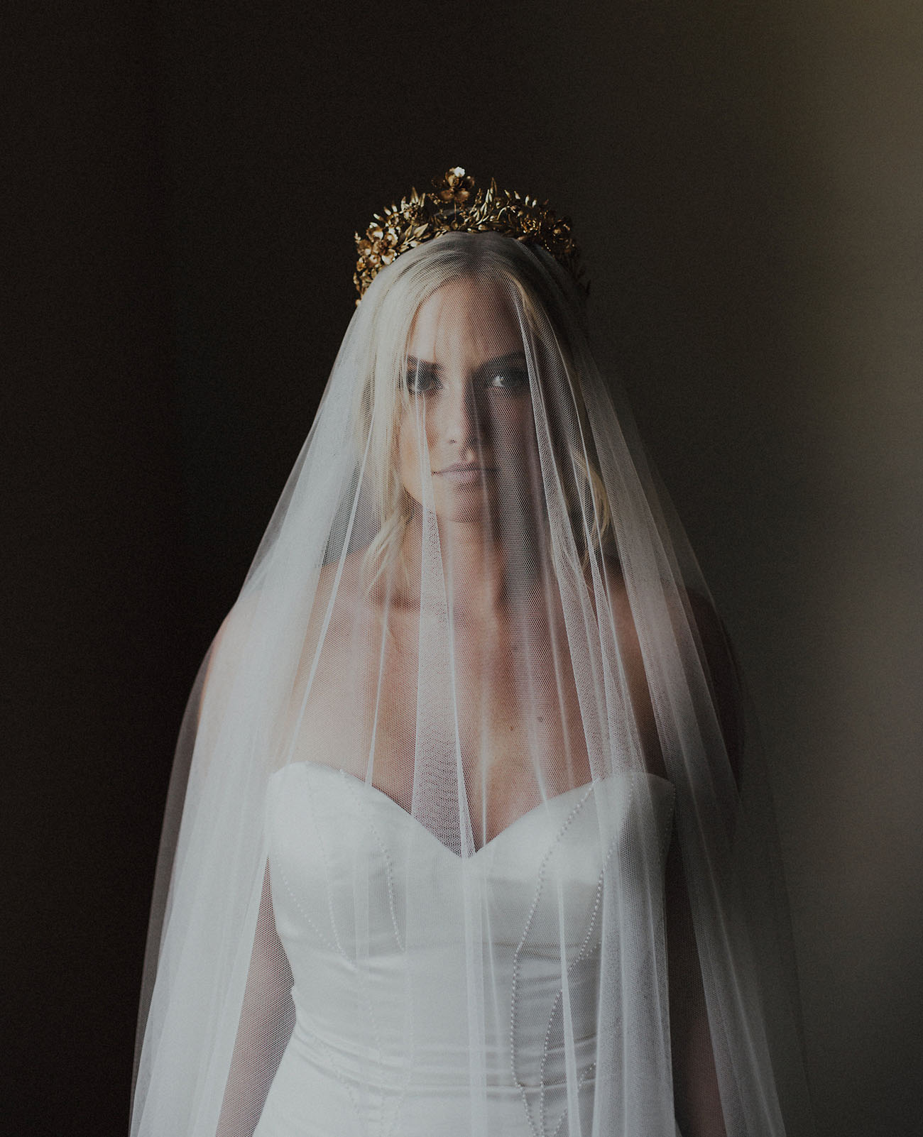gorgeous bridal attire with a long veil