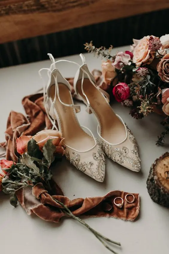 elegant and vintage inspired wedding shoes with a touch of sparkle for a chic look