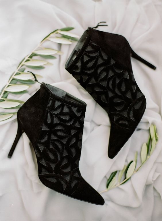 stunning laser cut wedding booties will be a chic statement for a modern wedding