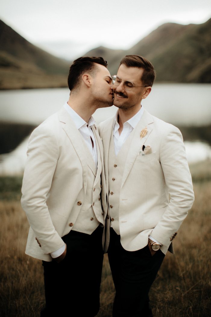 This chic and stylish couple went for a moody lake wedding in New Zealand