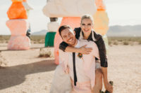 01 This gorgeous wedding shoot was done in the desert near Vegas, in the Seven Magic Mountains, which is a bold monument
