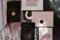 02 The wedding invitation suite was done in black and pink as the bride’s hair is pink