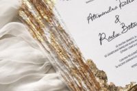 02 personalize your black and white wedding invitations with a touch of gold foil