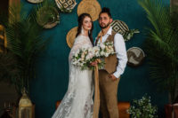 05 The groom was wearing a three-piece earthy suit, brown combat boots and a top knot