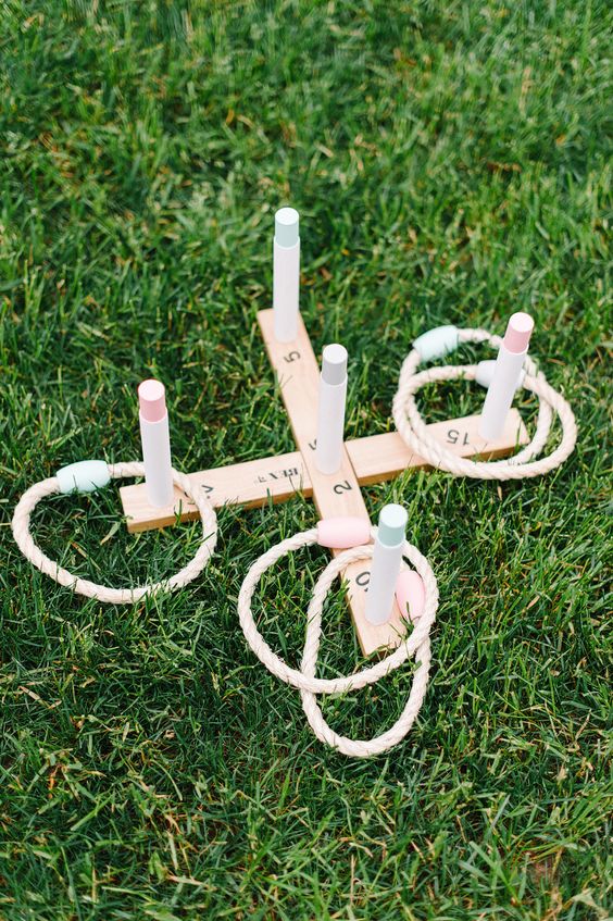 spruce up your outdoor wedding with a ring toss game, which is classics