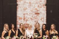 12 chic black maxi dresses with different necklines and bodices for timeless bridesmaids’ style