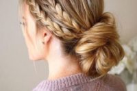 19 a double braided halo with a low twisted chignon guarantees a picture-perfect look for the whole day