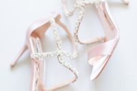 20 pink strappy wedding shoes with beautiful embellishments for a delicate yet shiny look