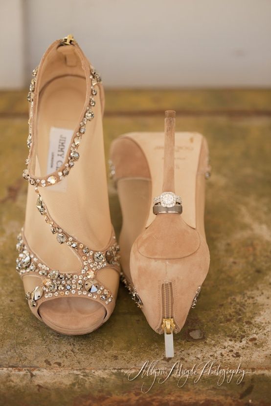 camel wedding booties with sheer parts and peep toes for a fashion-forward bride