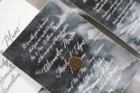22 a moody grey stationery set with watercolor is ideal for a haunted wedding
