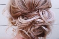 23 a messy curly low side bun with some curls down is a great idea for an effortlessly chic look