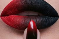 23 black to hot red gradient nails for a dramatic and bold Halloween manicure
