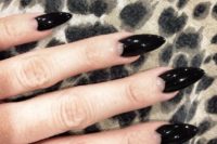 24 dramatic black sharp half moon nails are a bold and bright idea for a Halloween wedding