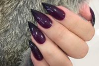 26 ombre sharp plum to black nails are a great idea to rock for the fall