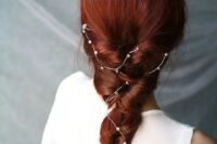 a bold red braid with a constellation crystal hair vine will be a gorgeous statement for a bride or bridesmaid
