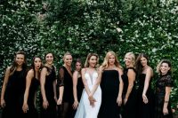 mismatching plain and lace maxi and midi bridesmaid dresses will let all your bridesmaids show off their style
