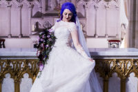 02 The bride was wearing a gorgeous lace princess-style wedding gown with illusion sleeves and a neckline