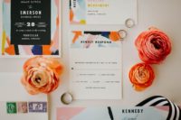 02 The wedding stationery was colorful with brushstrokes with fun letters