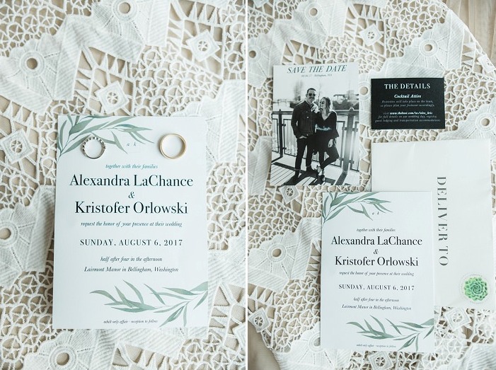 The wedding stationery was done in black and white with greenery prints to remind of the wedding decor