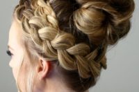 03 a Dutch braided top knot and some locks down is a great idea for boho chic, backyard, woodland and many other weddings