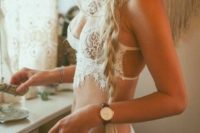 boho inspired yet sexy lingerie set for a bride