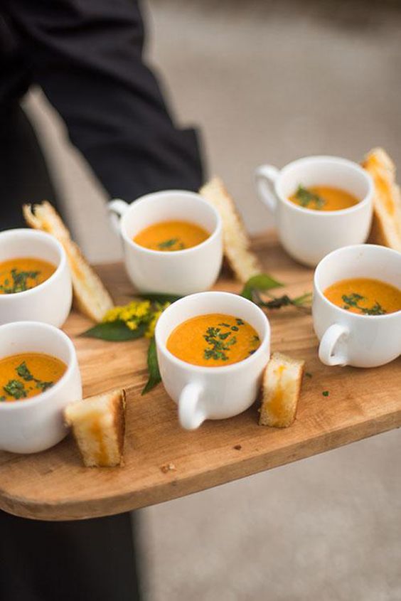 creamy warm tomato soup with toasts is a great and warming up appetizer