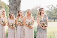 04 The bridesmaids were wearing embellished dresses in blush and grey