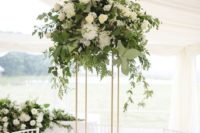 eucalyptus tall wedding table centerpiece