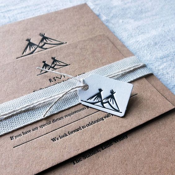 personalized letterpressed wedding invitations to a woodland boho wedding