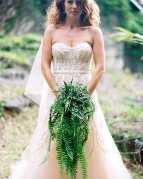 a cascading fern wedding bouquet is a spectacular idea that will fit many wedding styles