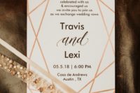 The wedding stationery was geometric and modern