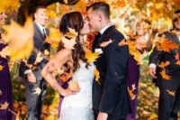 09 colorful fall leaves are a great idea for a fall wedding, just gather some or buy them at a store
