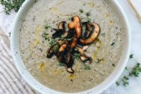 09 creamy mushroom and thyme vegan soup is a hearty idea to start a dinner with