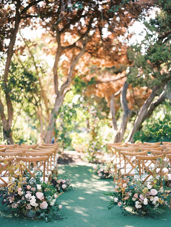 take your ceremony to a garden, so you won't need much venue decor, it will be already there