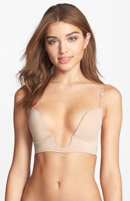 this bra is a great idea for a deep neckline even a plunging neckline and nude color is great for a flawless look