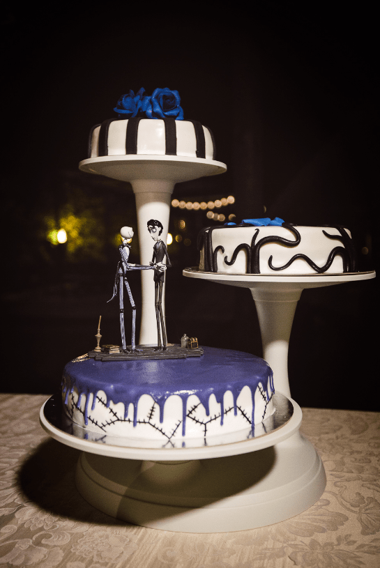 The assortment of wedding cakes was totally appropriate for the theme of the wedding
