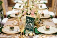 10 a sequin chevron table runner in silver and gold, sequined glasses and gold touches for a bold and chic tablescape