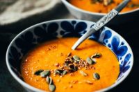11 butternut squash soup with roasted tomatoes and bell peppers is a hearty and warming up option