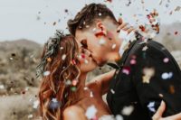 13 colorful confetti of various shapes is a fun idea to add color and a whimsy touch to your wedding exit