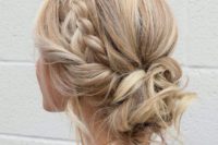 14 a boho messy wavy low bun with a large side braid and some locks down will perfectly finish off your boho chic look